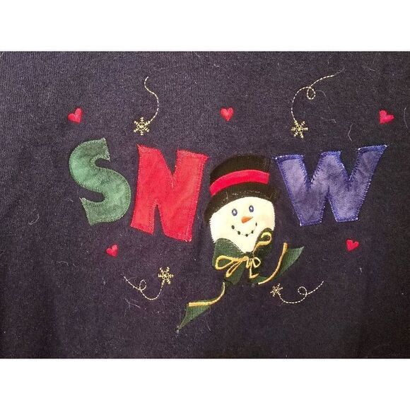 Vintage Endless Designs XL Snowman Sweatshirt With Red Collar Winter - Picture 2 of 4